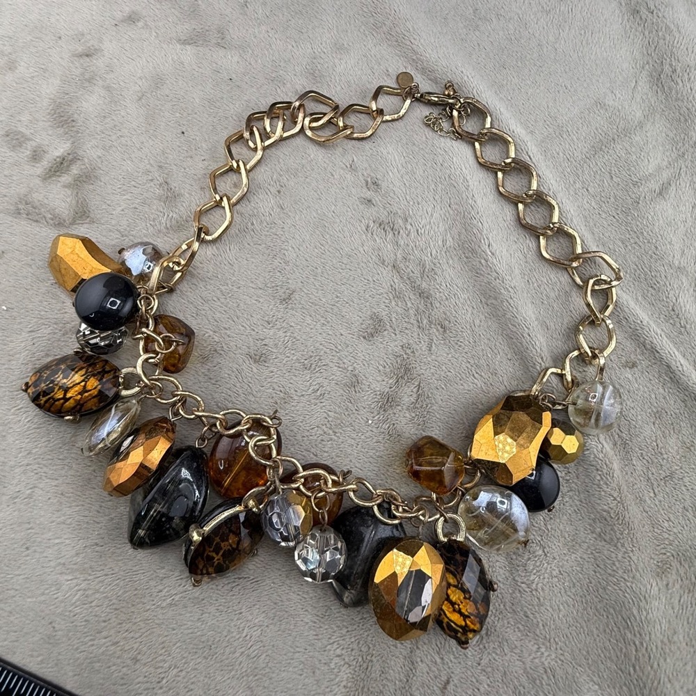 Vintage Silpada Necklace Gold Chunky Bib Beaded Adjustable 19"